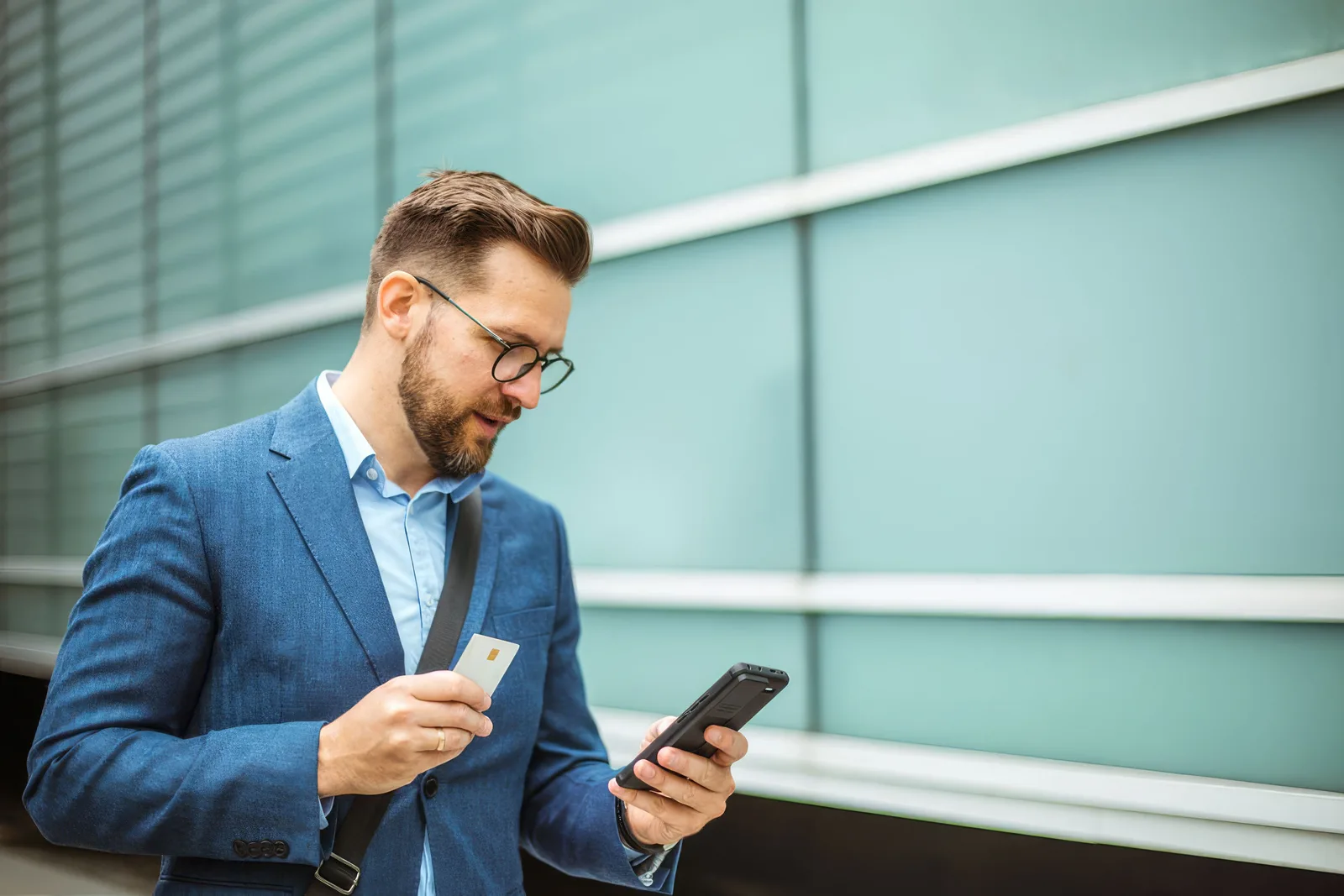 Fintech customer making a mobile payment